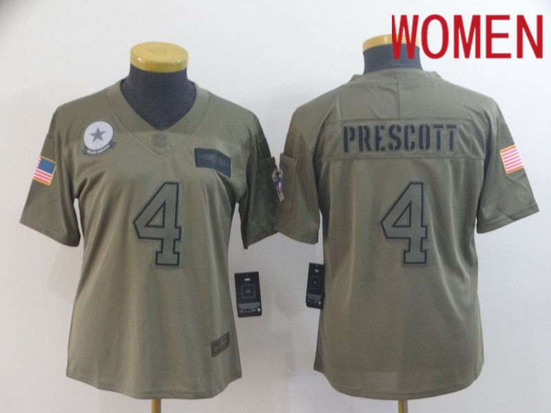 Women Dallas cowboys #4 Prescott Nike Camo 2019 Salute to Service Limited NFL Jerseys->philadelphia eagles->NFL Jersey